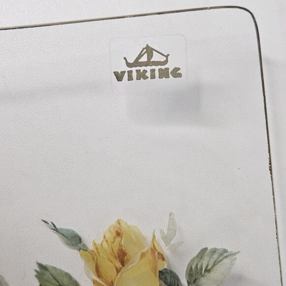 Vintage Viking Glass Hand-Painted Floral Serving Platter Tray Mid-Century Modern - Picture 6 of 9